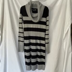 APT. 9 Sweater Dress Cowl Neck Women’s Size XS Gray Black Striped Light Soft NEW